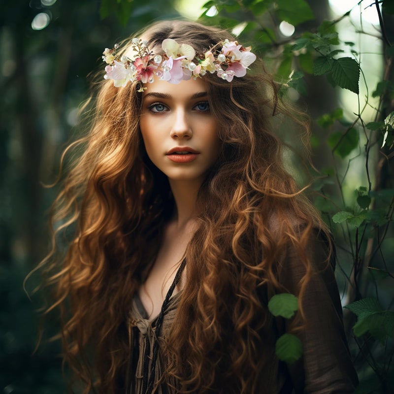 Vivivalue Bridal Floral Headband Women Floral Crown Hair Wreath Flower Headpiece Halo Boho with Ribbon Wedding Party Festival Photos - Image 4